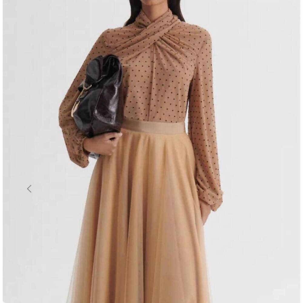 NEW SCANLAN THEODORE velvet spot turban top in taupe